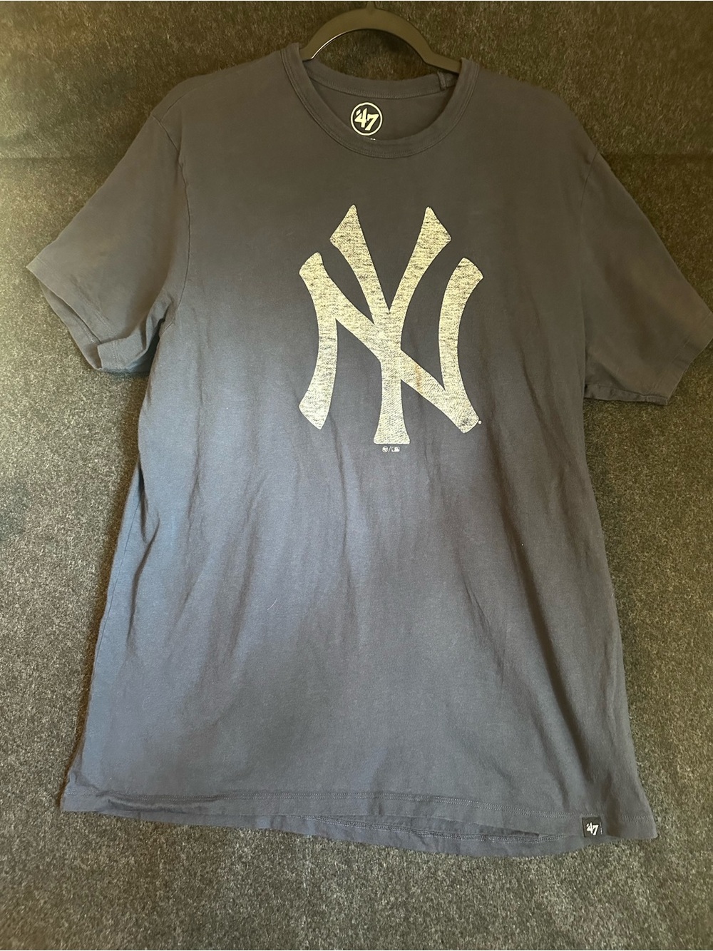 47 Brand New York Yankees T-Shirt Mens Navy Distressed Logo MLB Tee XL